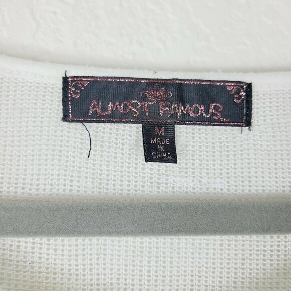 Almost Famous Cropped Sleeveless Sweater Knit Gold Rhinestone Studded Sz Med - Picture 8 of 10